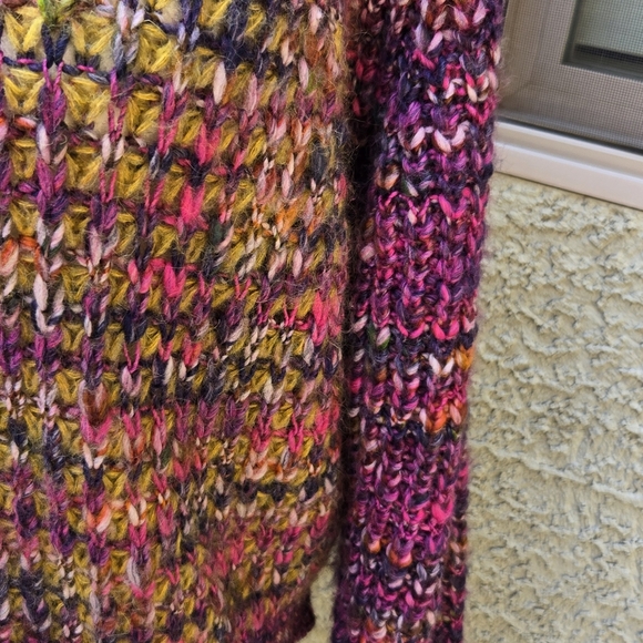Anthropologie Moth Wool Blend Pink Yellow Knit Sweater - Picture 7 of 11